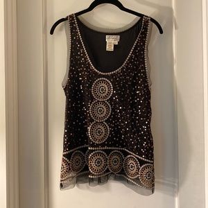 Black beaded mesh Top with lining